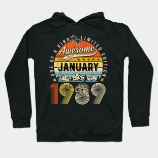 Awesome Since January 1989 Vintage 34th Birthday Hoodie
